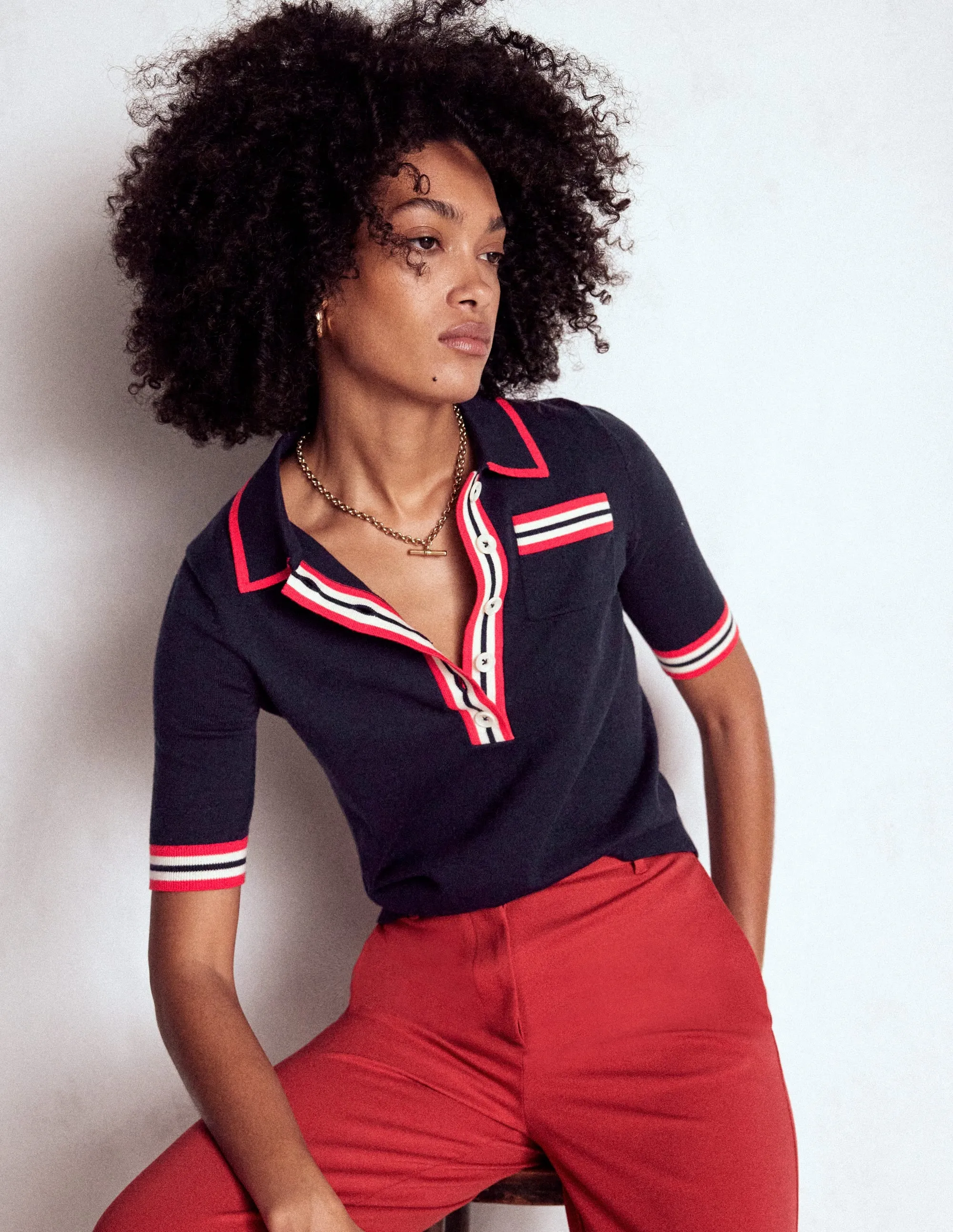 Cotton Henley T-shirt-Navy Classic Ready Ready Style