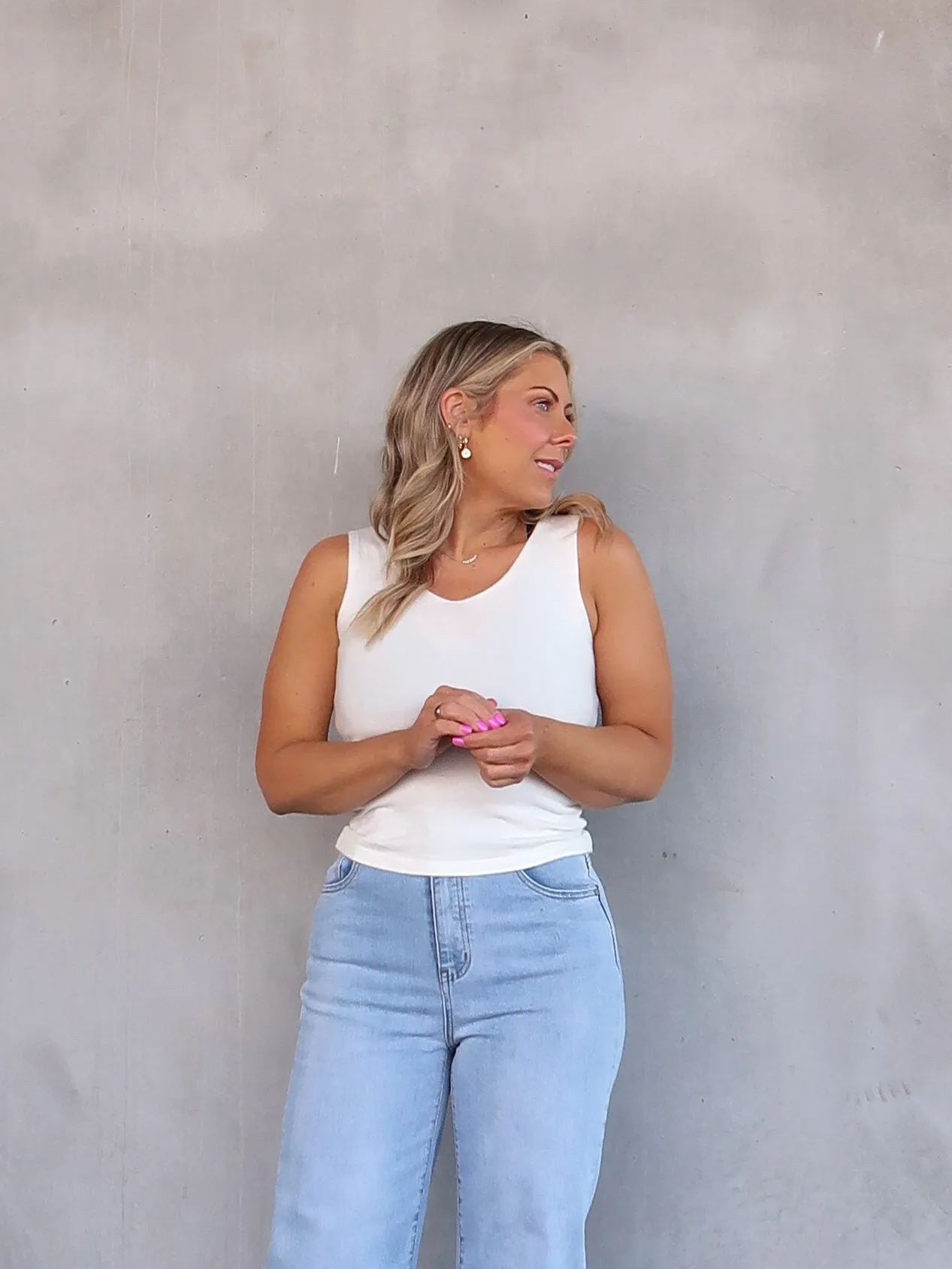 non - magnetic Janice Knit Tank - Ivory