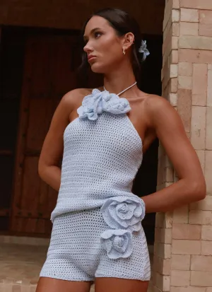 Maia Rose Crochet Mini Shorts - Baby Blue Sport Flex Fit