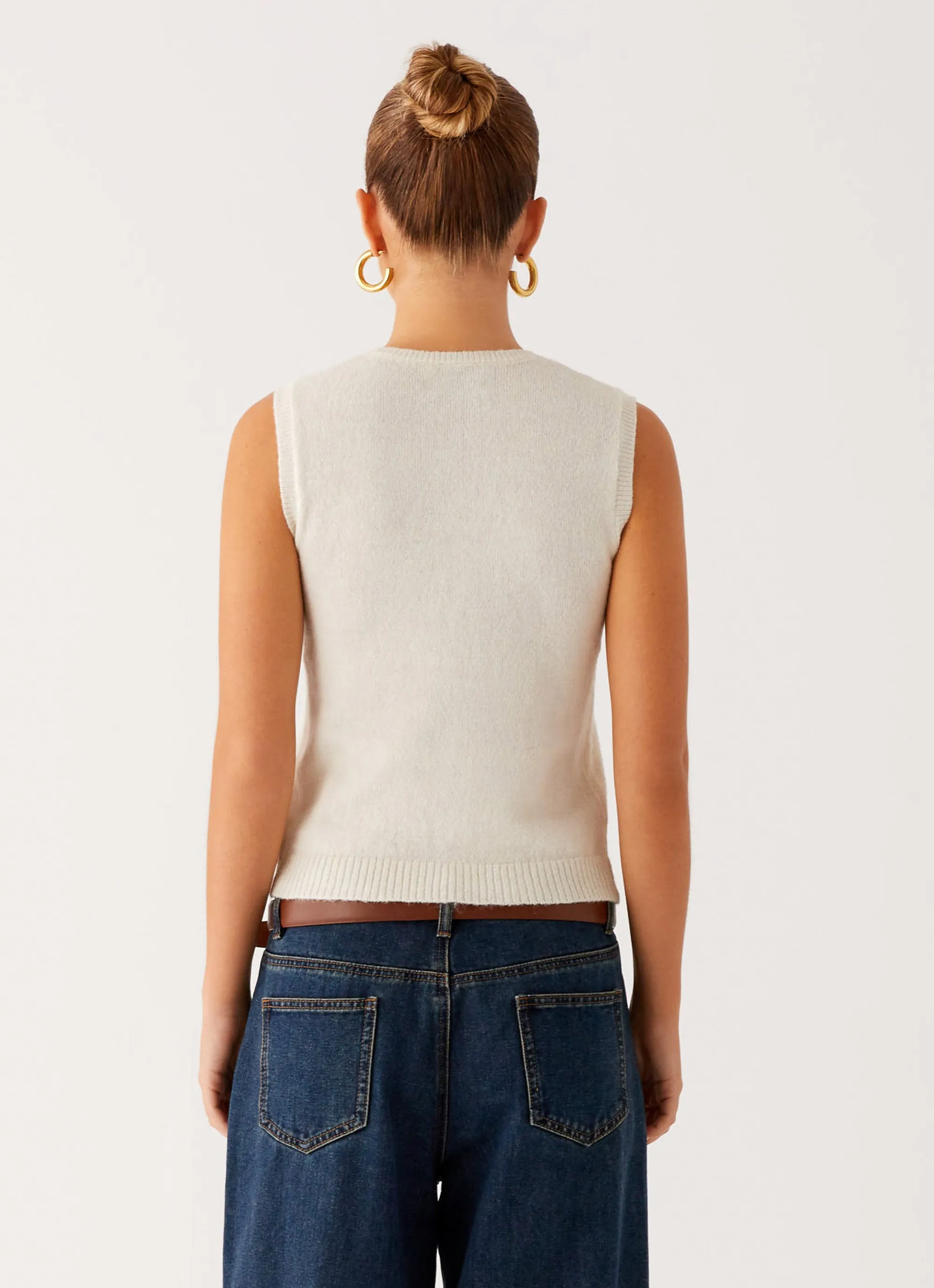 Maali Knit Top - White Compact Knit Technique
