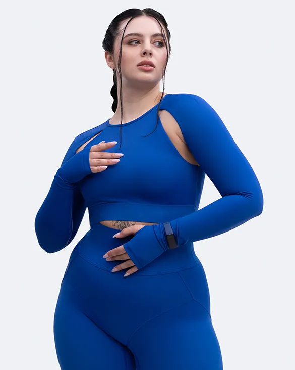 Square Neck Odor-resistant Shoulder Cut-Out Crop Top