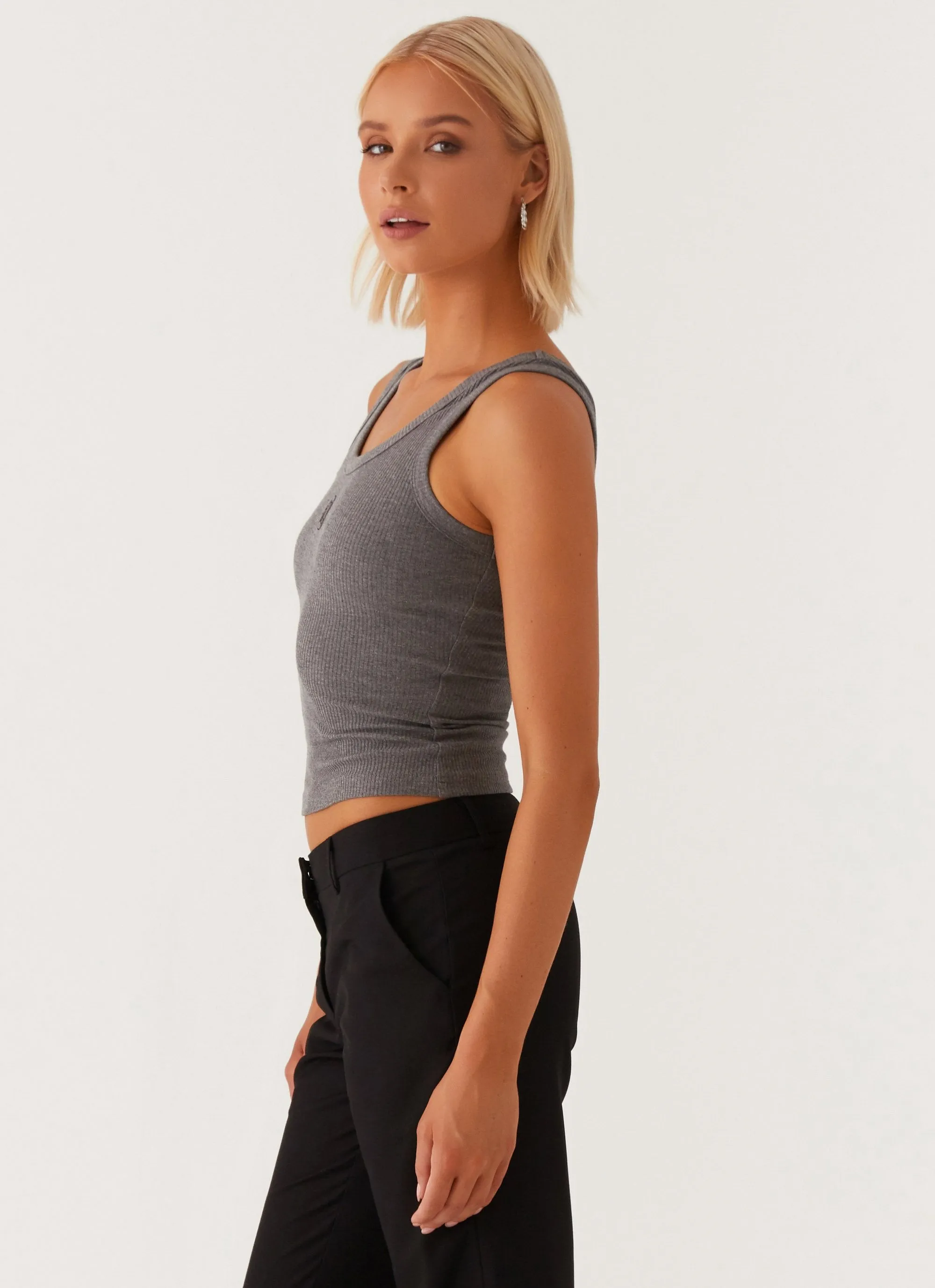 Effortless Comfort Signature Tank Top - Dark Grey Marle