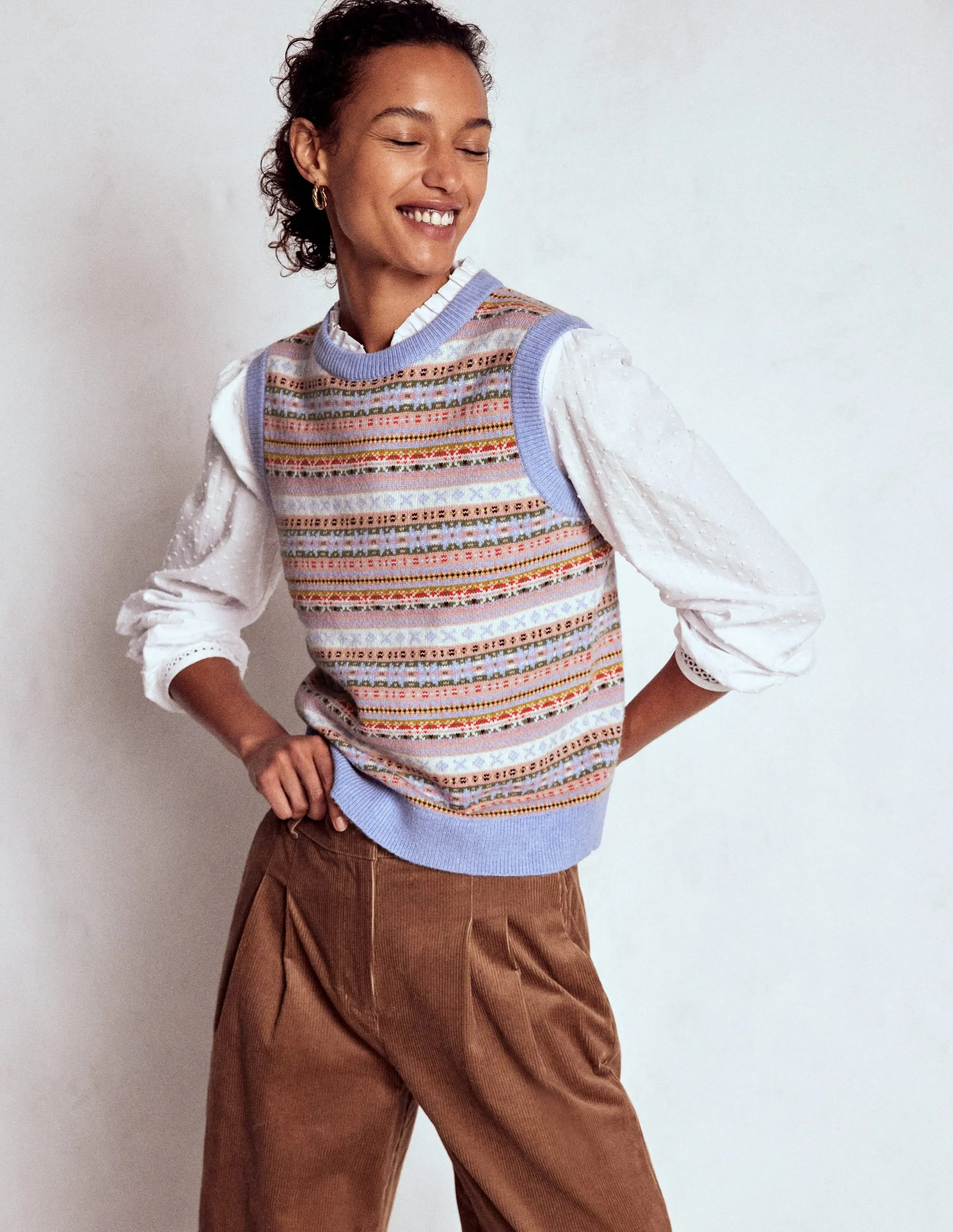 Layered HeatTrap Stitching Breezy Day Edie Fair Isle Tank-Heritage Fair Isle