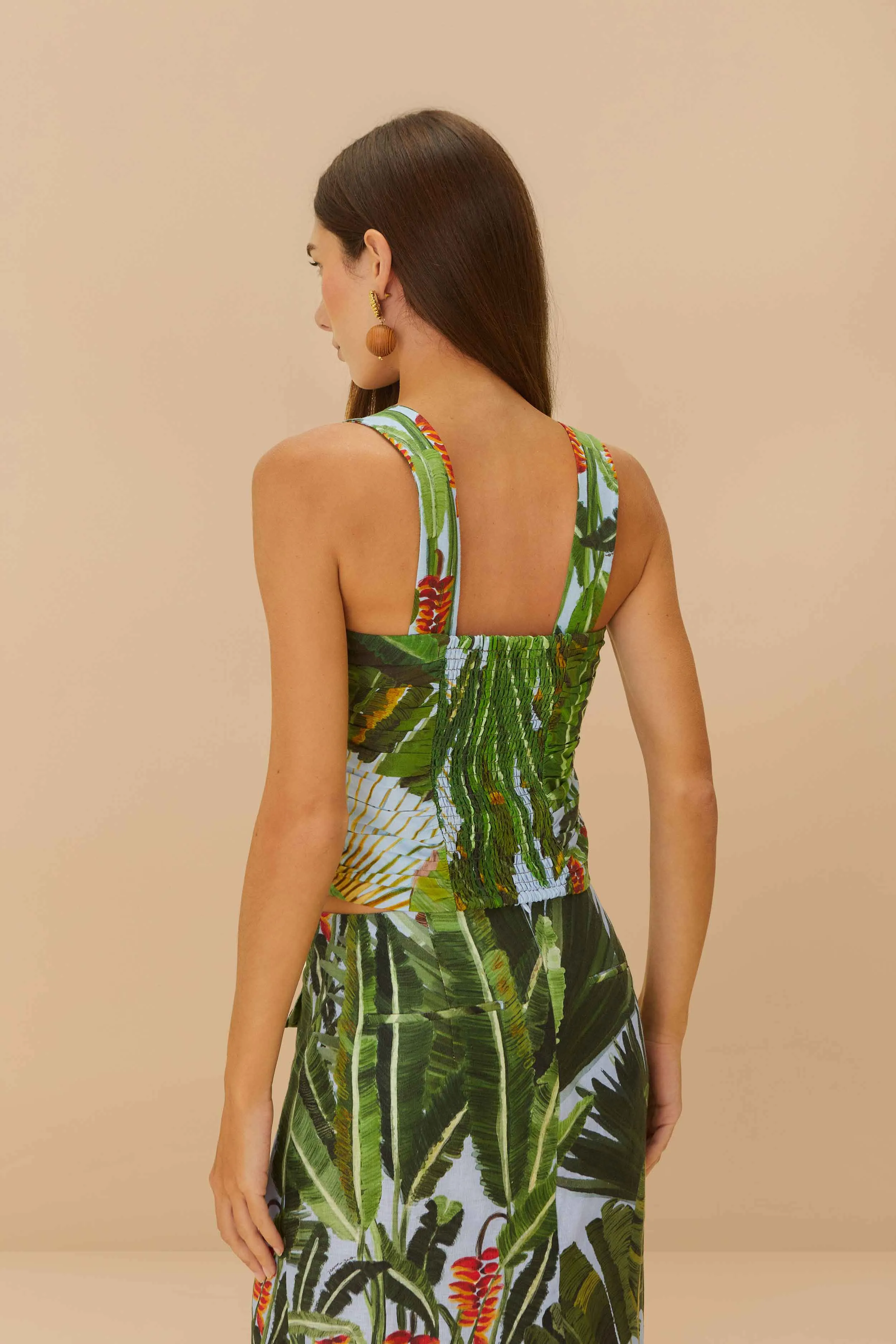 Blue Amazonia Forest LENZING? ECOVERO? Euroflax? Crop Top EcoCertifiedTextile StretchComfort