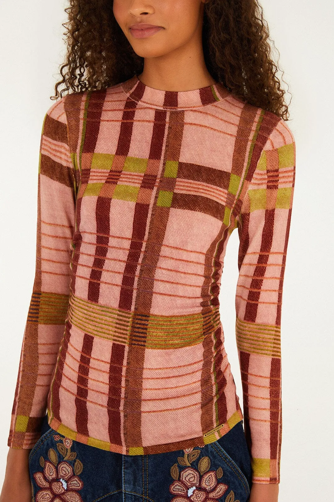 Tencel Blend Fabric Reinforced Hem Thalita Long-Sleeve Knitted Top