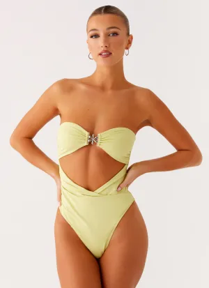 Hydrodynamic Shape Tummy Control Ocean Tempest One Piece Swimsuit - Lime