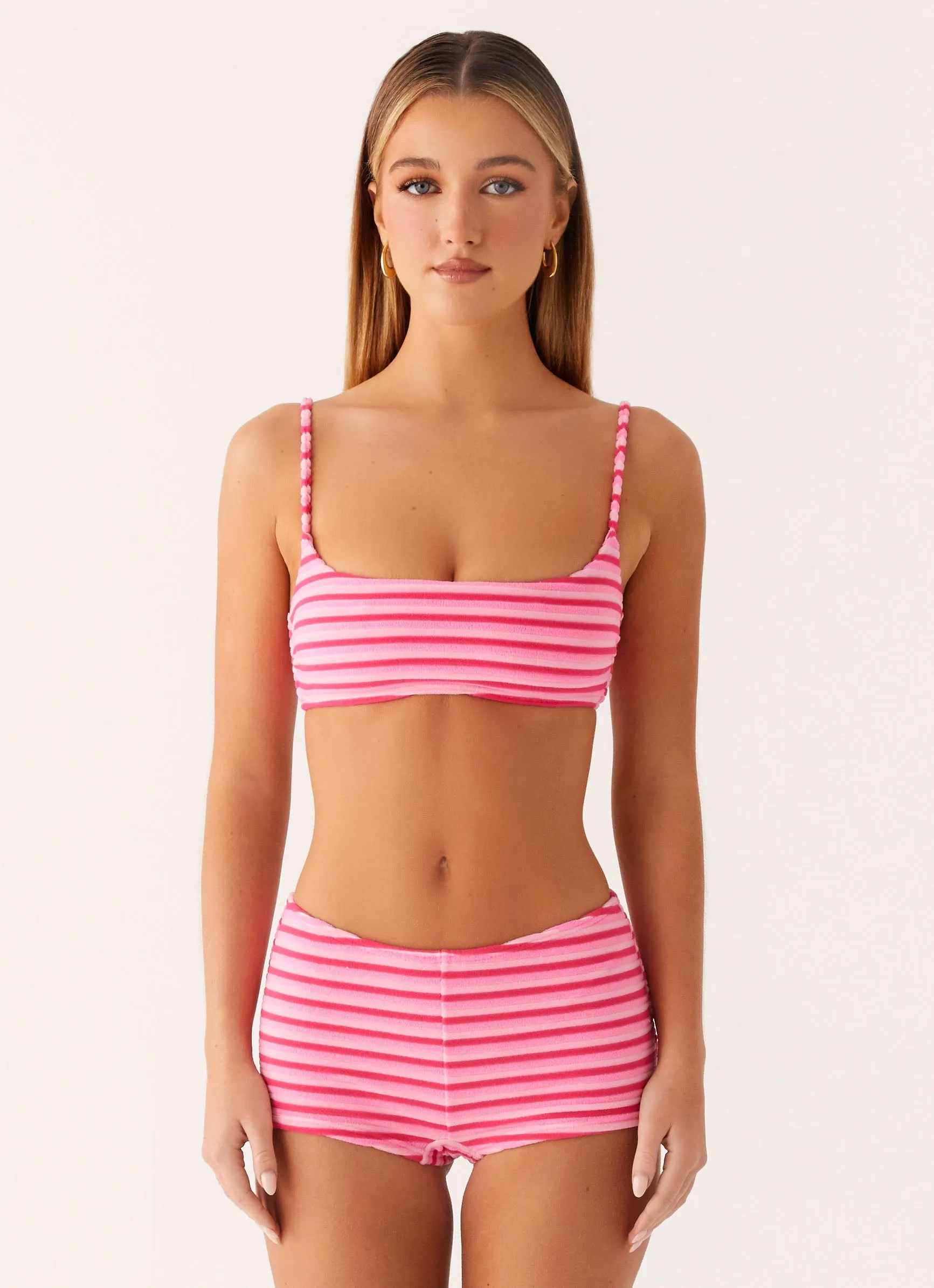 Saltwater Resistant Material Mauritius Swim Short - Pink Stripe