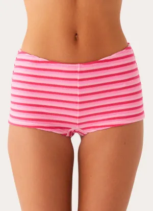 Mauritius Swim Short - Pink Stripe Contour Support Flexible Paneling