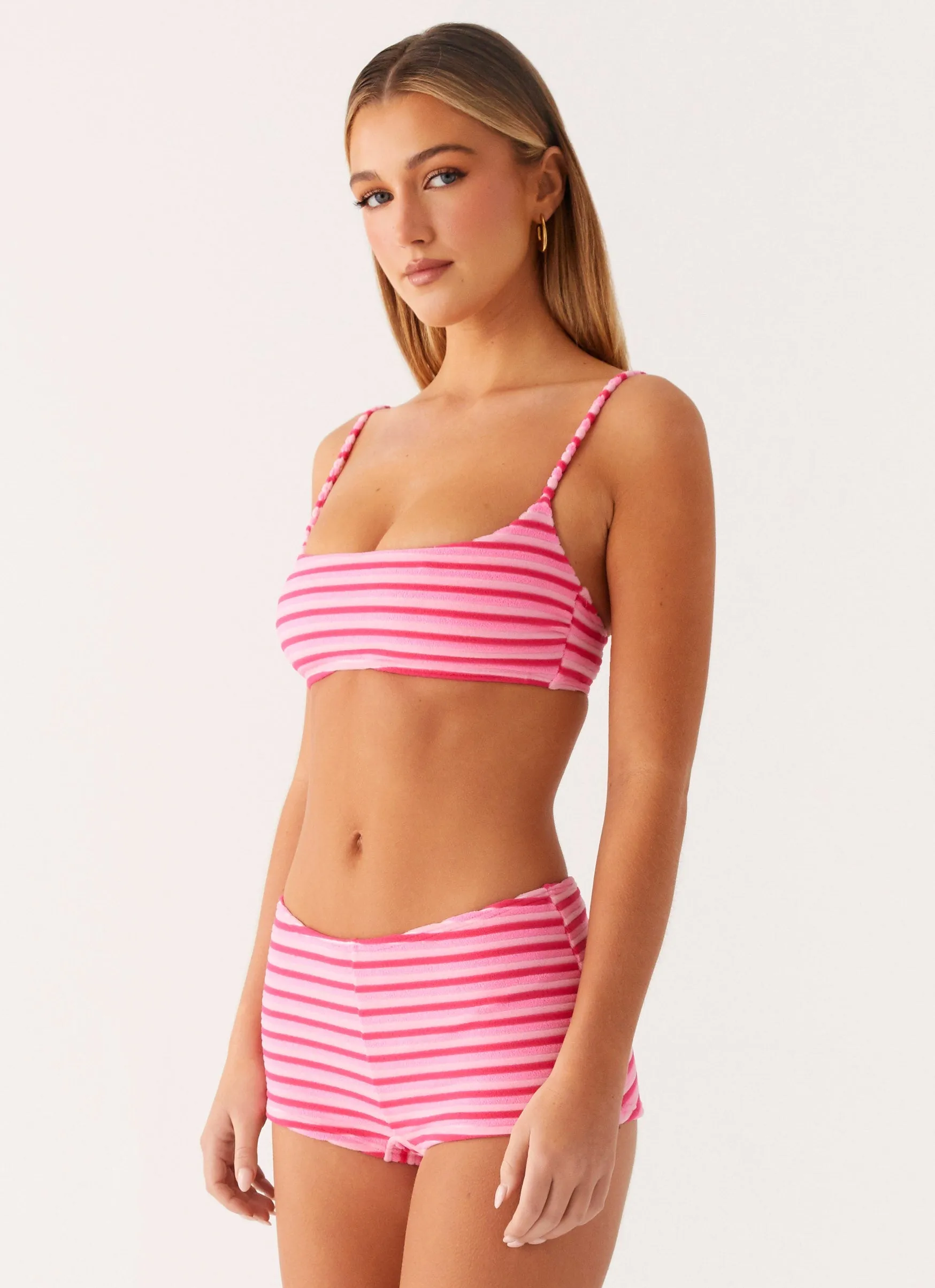 Mauritius Swim Short - Pink Stripe New Arrival Multi Strap Back Design