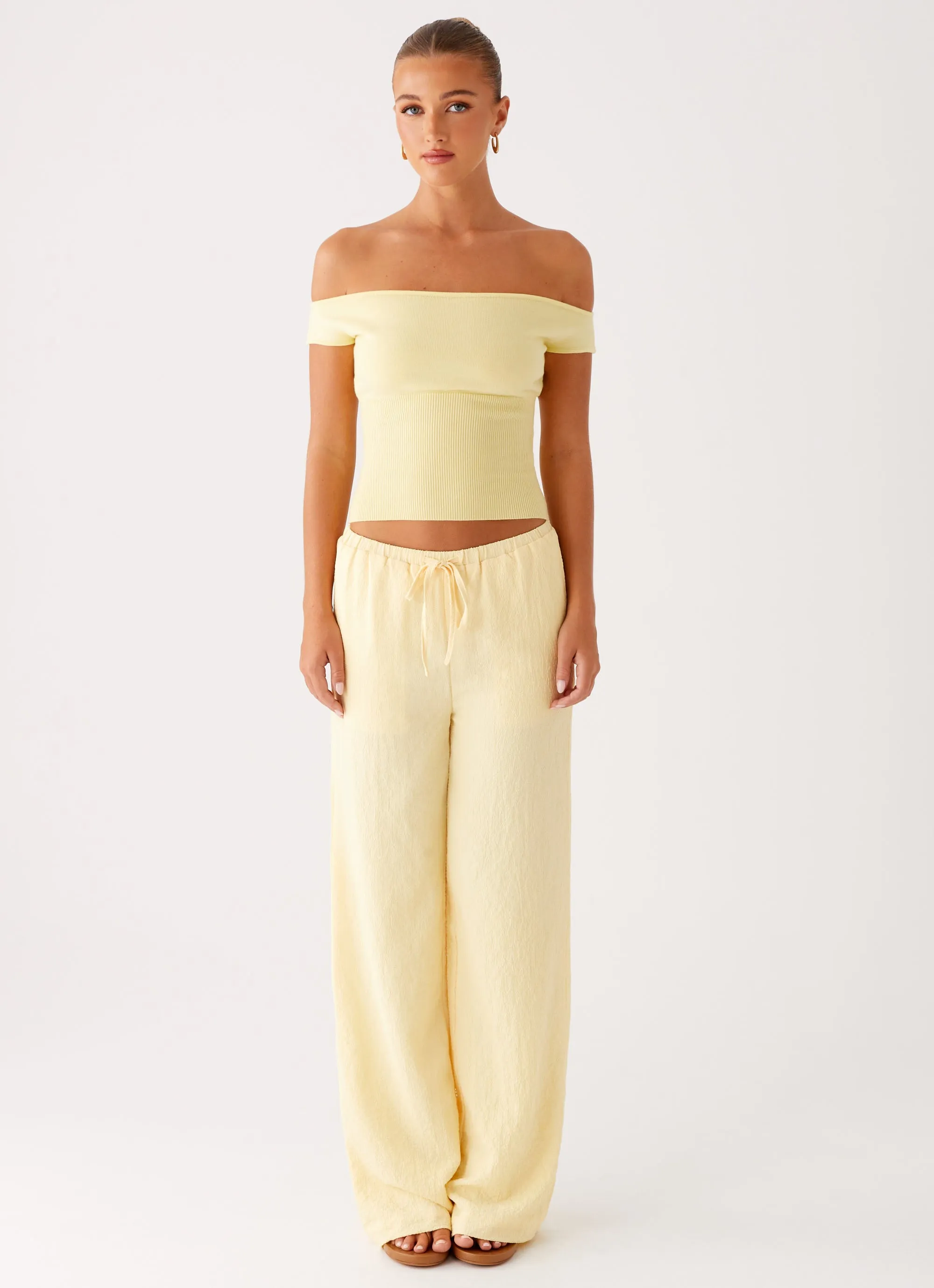 Coleman Knit Top - Yellow Base Layer Layered Cable Pattern