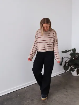 Fran Knit - Beige Stripe Winter Outfit