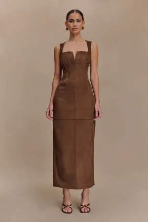 Day Ready Liam Faux Suede Maxi Dress - Dark Chocolate