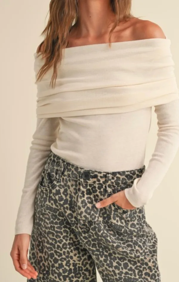 Off Shoulder Sweater Top Happy Core WrinkleResistantClothing