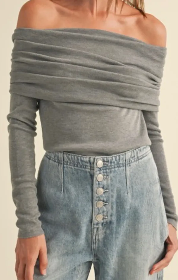 Off Shoulder Sweater Top Downtown Cool