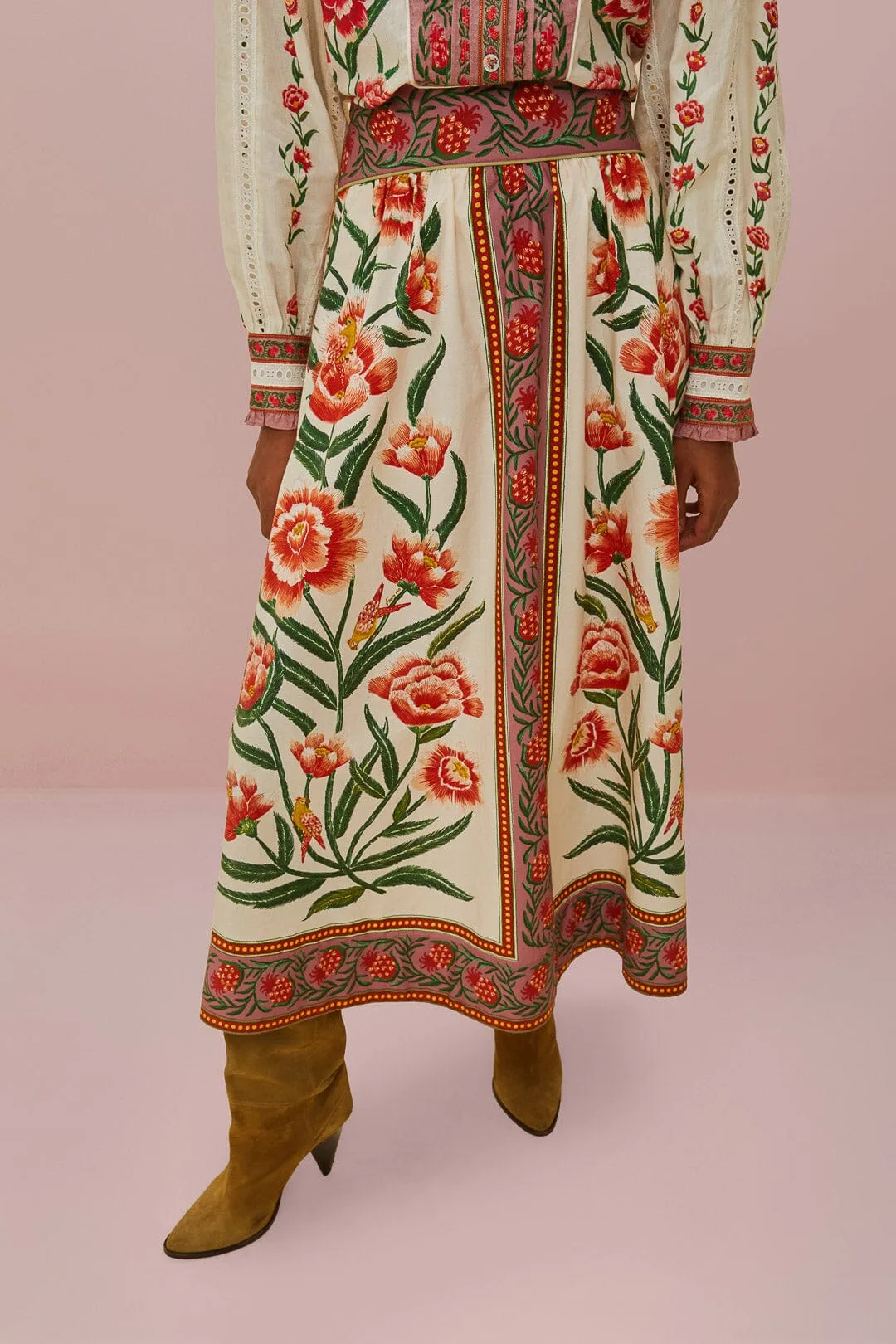 Easy Fit Cozy Tones Off-White Ainika Delicate Midi Skirt