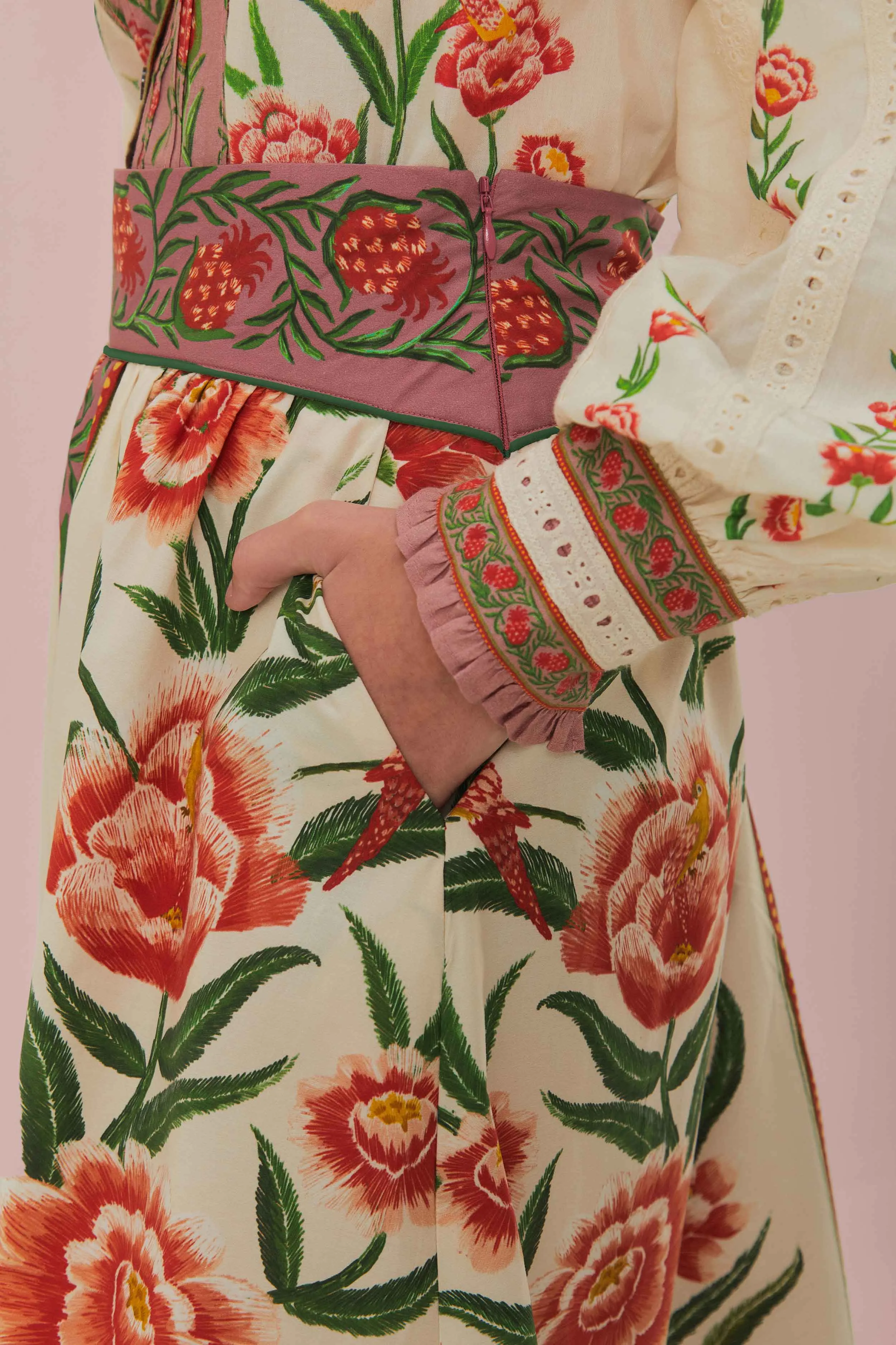 Stretch Waist Leather Look Off-White Ainika Delicate Midi Skirt