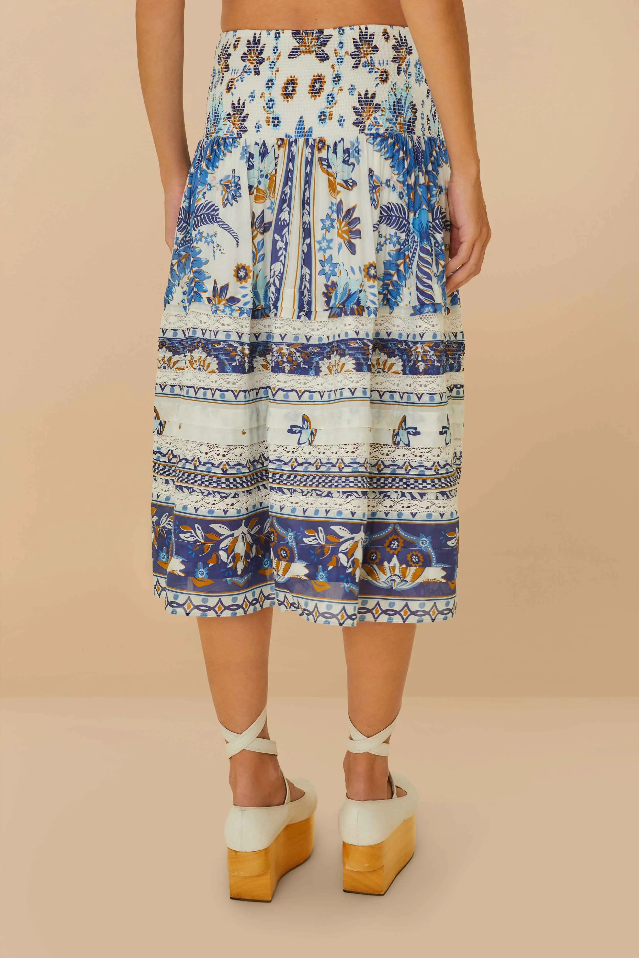 Tie Dye Style Stylish Vibe Off-White Ana Tapestry Organic Cotton Midi Skirt