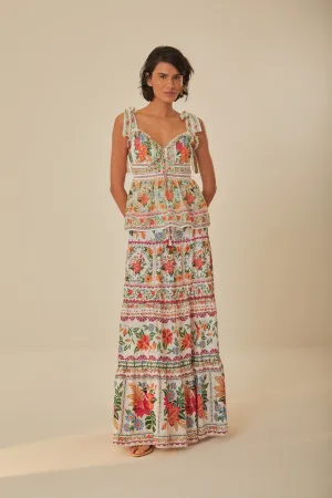 Off-White Bloom Garden Maxi Skirt Soft Finish Emerging Designer