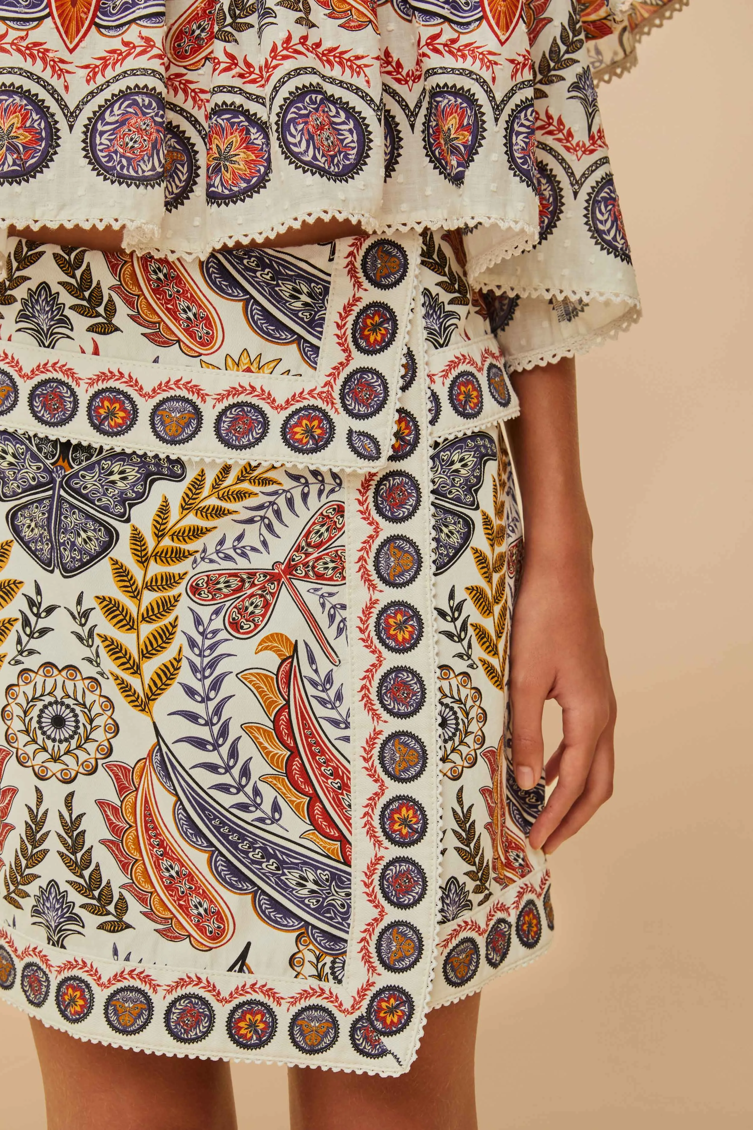 perforated design Off-White Boho Glam Mini Skirt