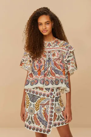 All Day Fit Off-White Boho Glam Mini Skirt