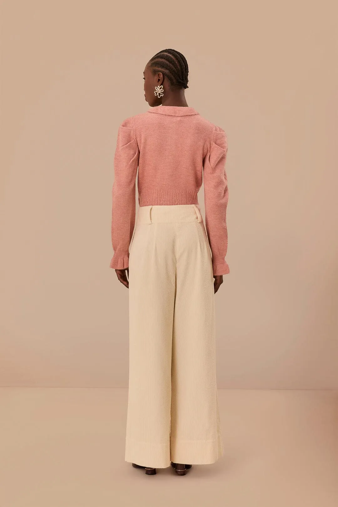 Sporty Style ResilientElasticBand Off-White Double Waistband Pants