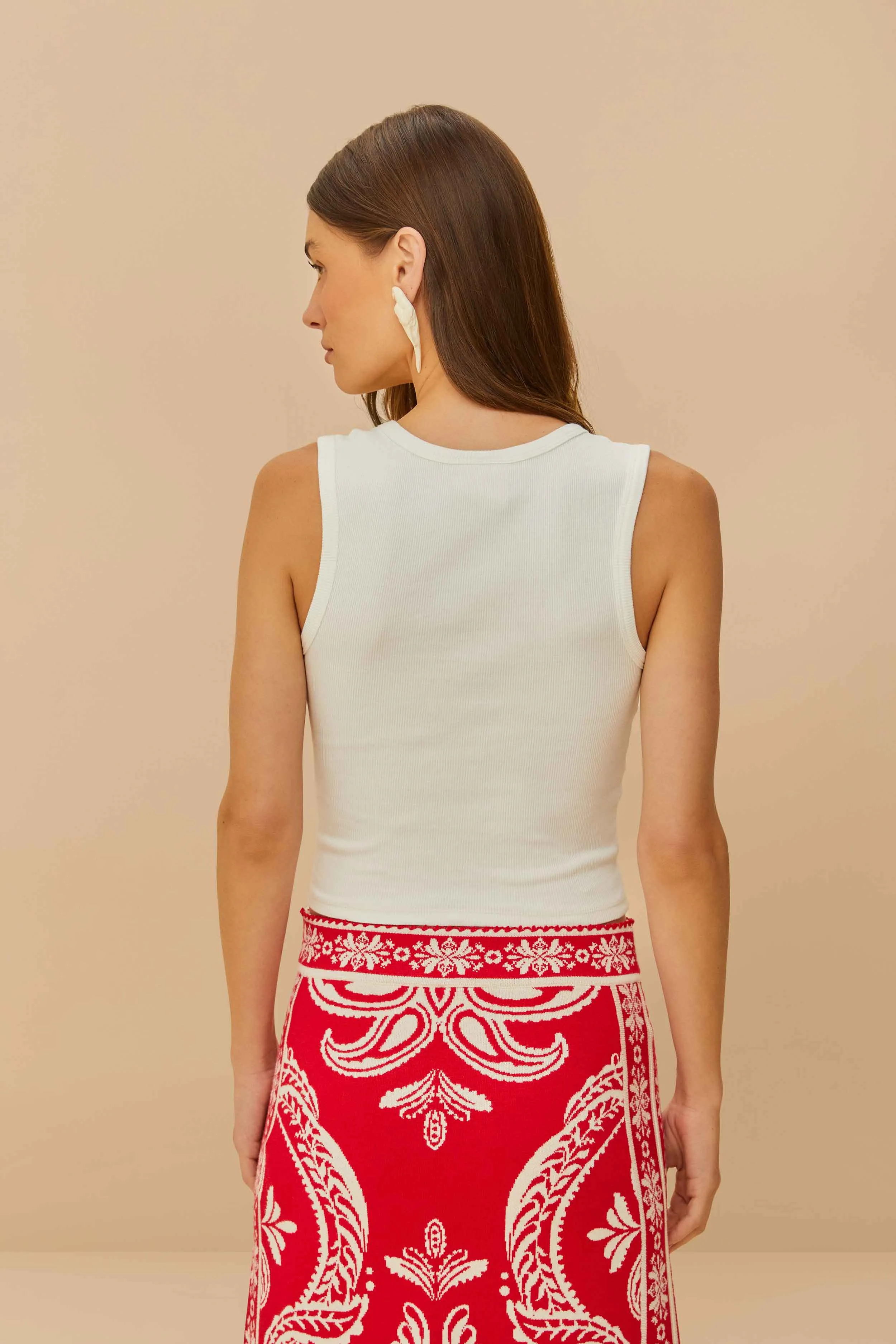 Off-White Embroidered Tank Top Recycled Polyester