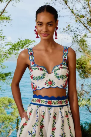 Off-White Flower Tapestry Euroflax? Premium Linen Top Feather Glow