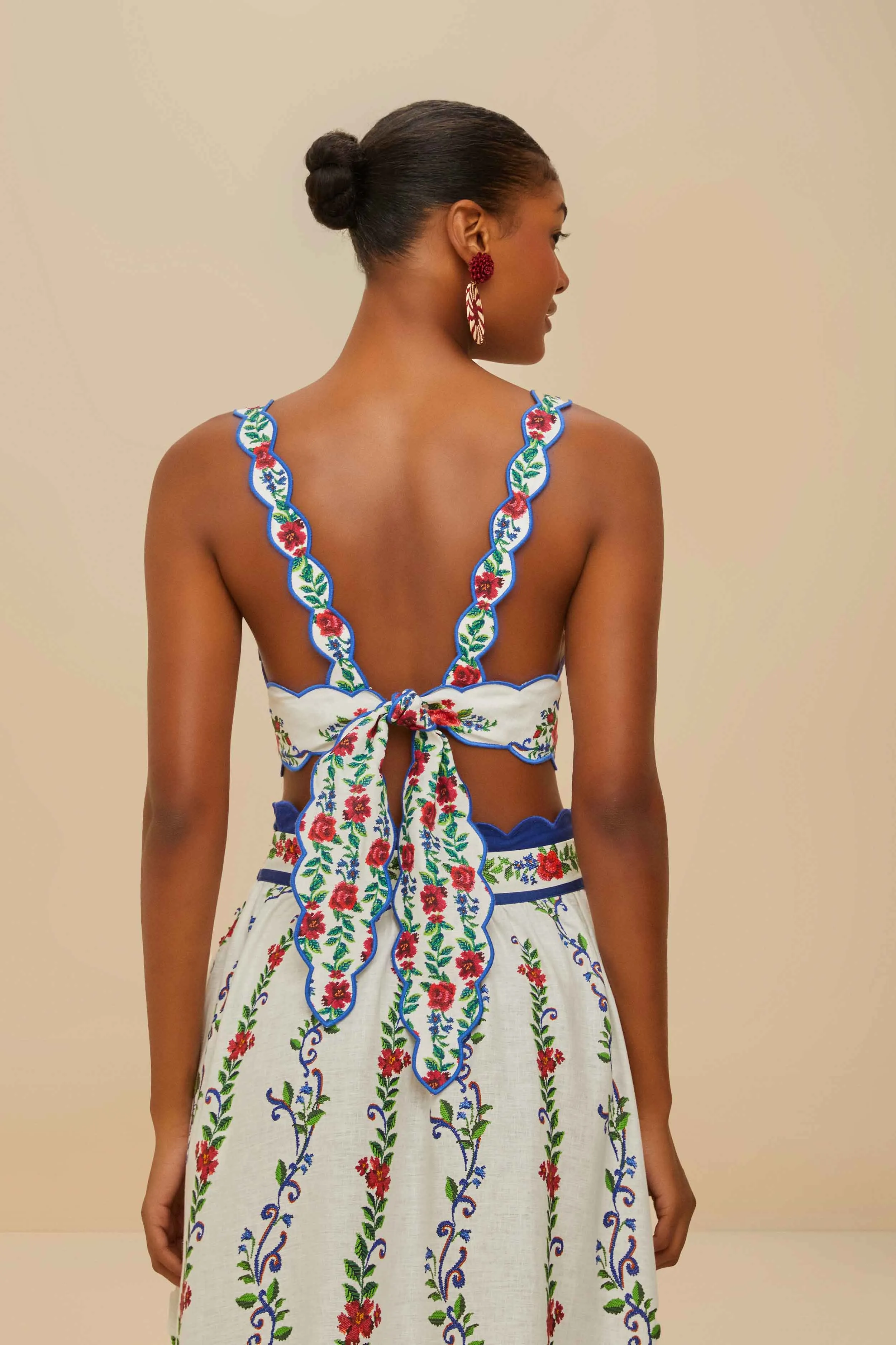 Off-White Flower Tapestry Euroflax? Premium Linen Top Drive Core Lake Glow