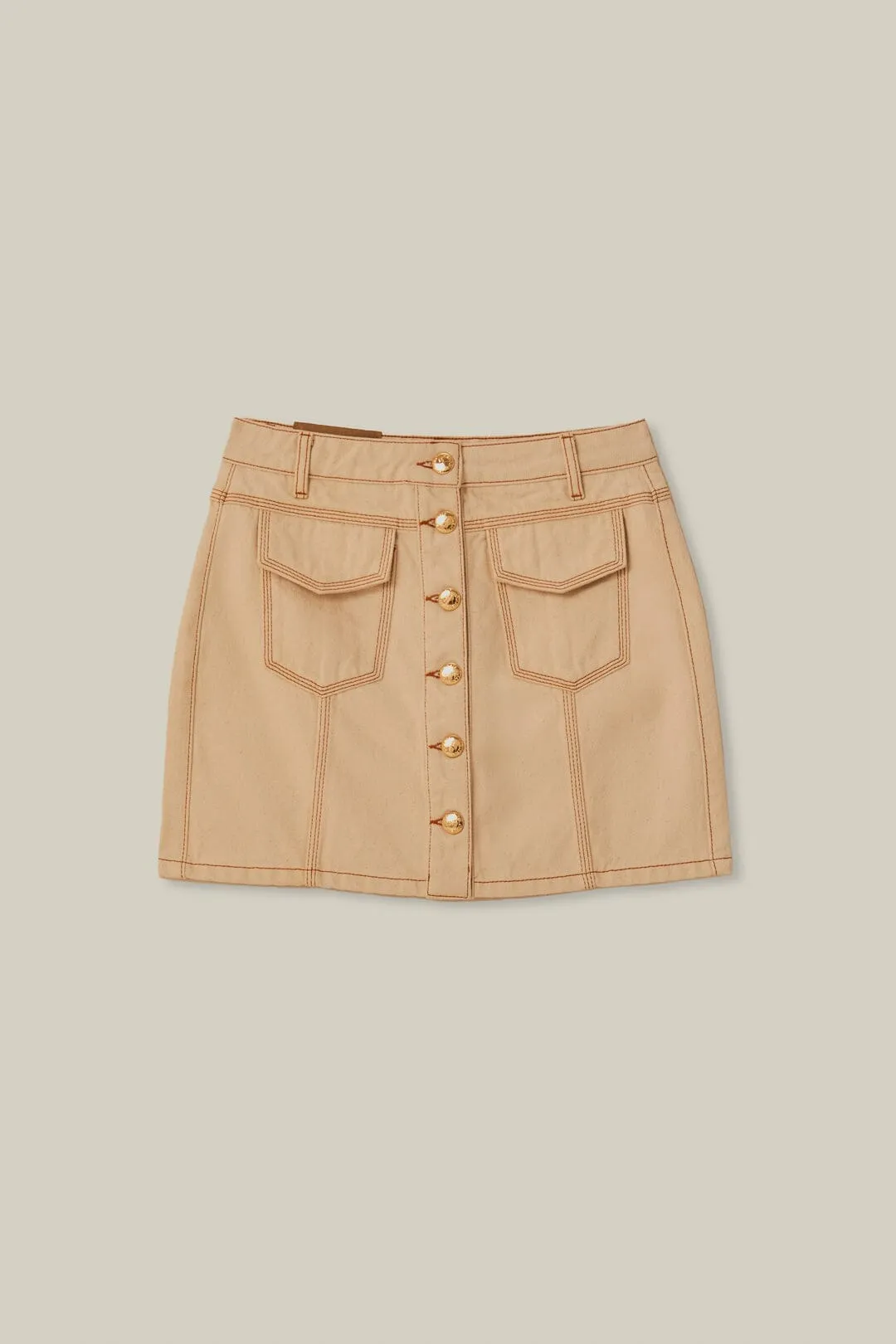 Off-White Gabardine Mini Skirt Reinforced Seams Heritage Craft