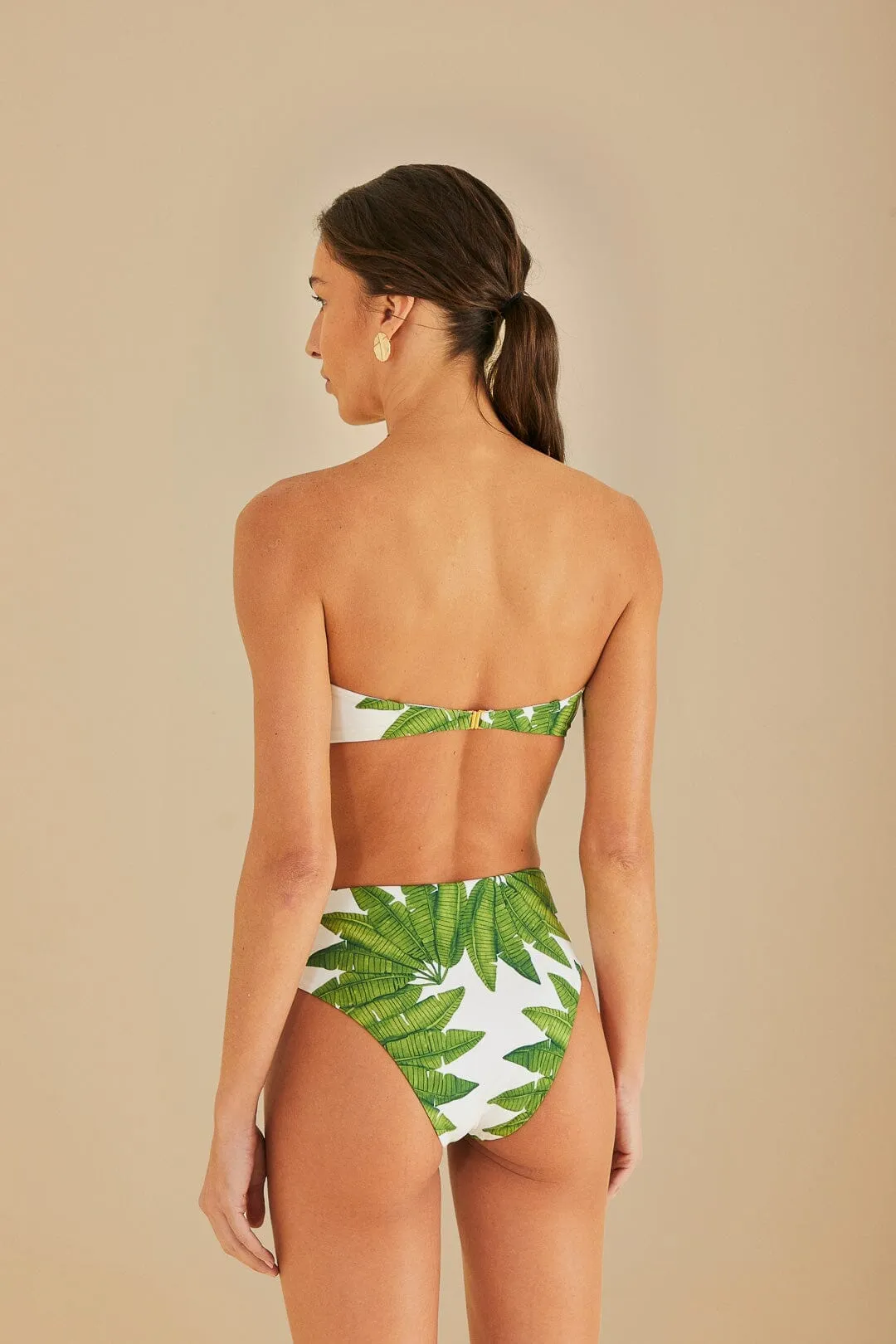 Off-White Palm Fan Bandeau Bikini Top Sustainable Base