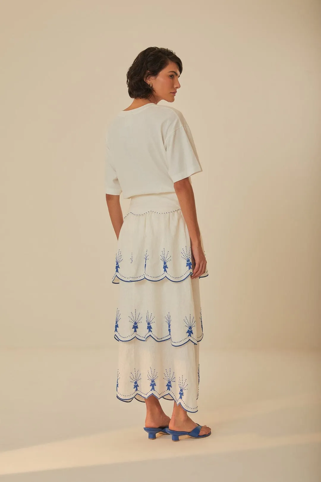 Off-White Sea Of Fish Embroidered Midi Skirt Full Circle Odor control