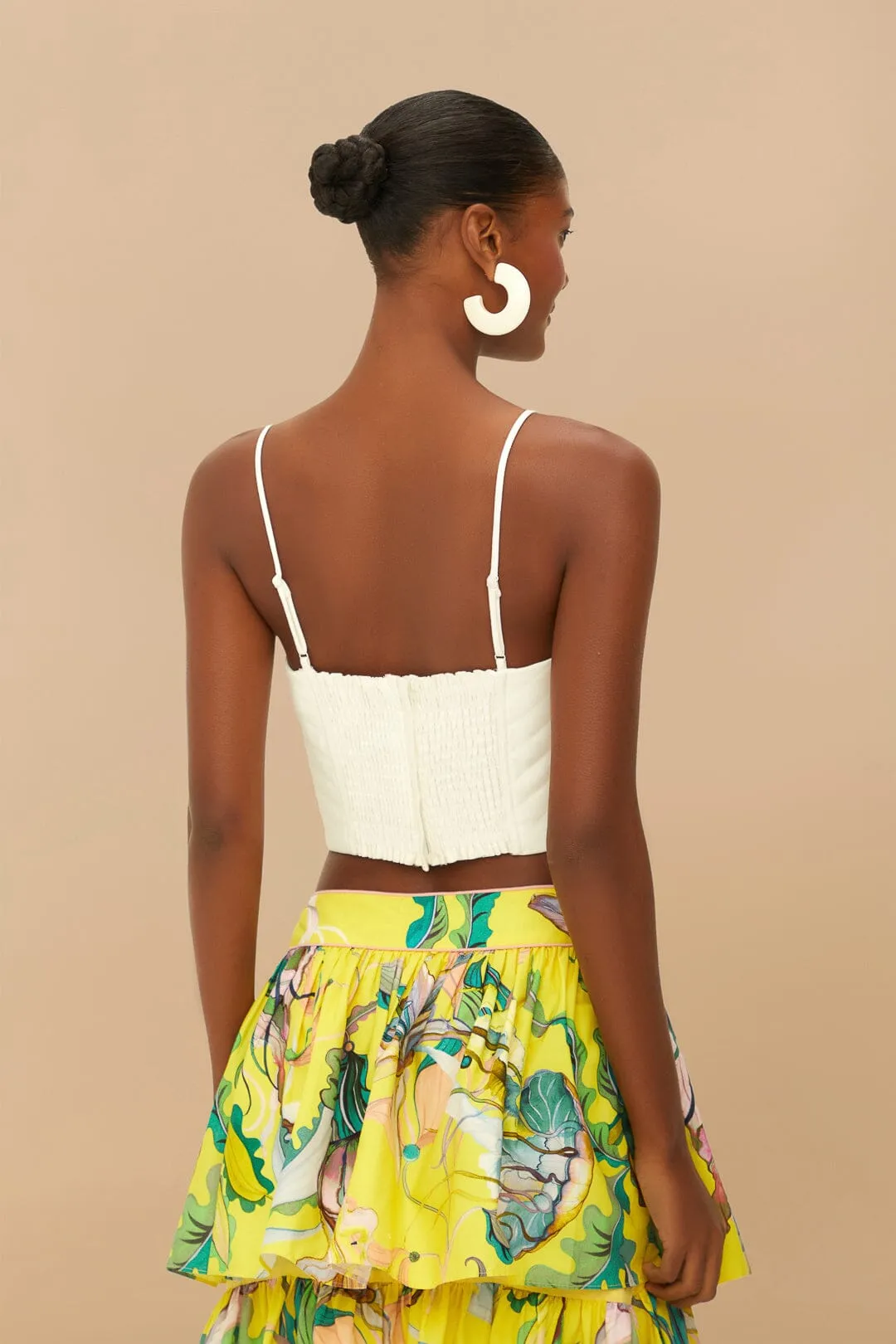 Off-White Shell Sleeveless Crop Top NonIrritating