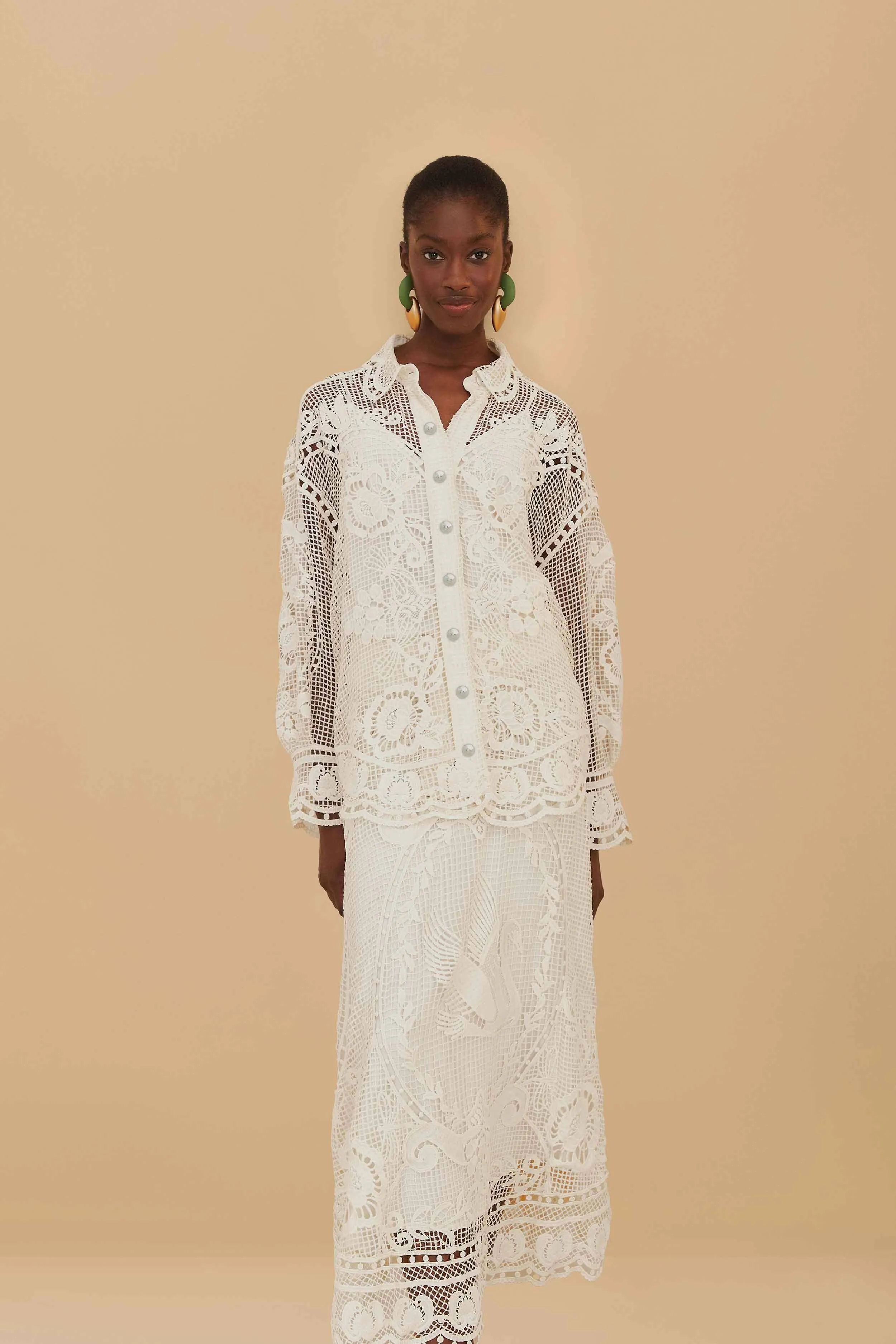 Off-White Swan Lake Guipure Midi Skirt Subtle Detail