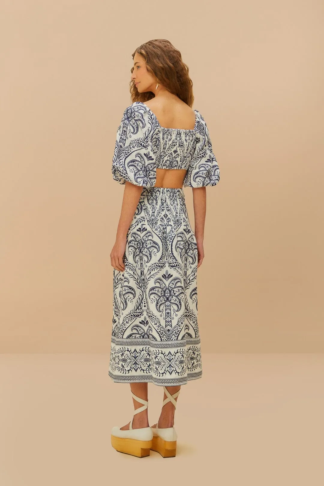 Off-White Tropical Cameo Euroflax? Premium Linen Midi Skirt Delicate Texture Multi Purpose Fabric