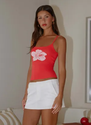 Ofira Knit Tank Top - Red Floral Grab And Go