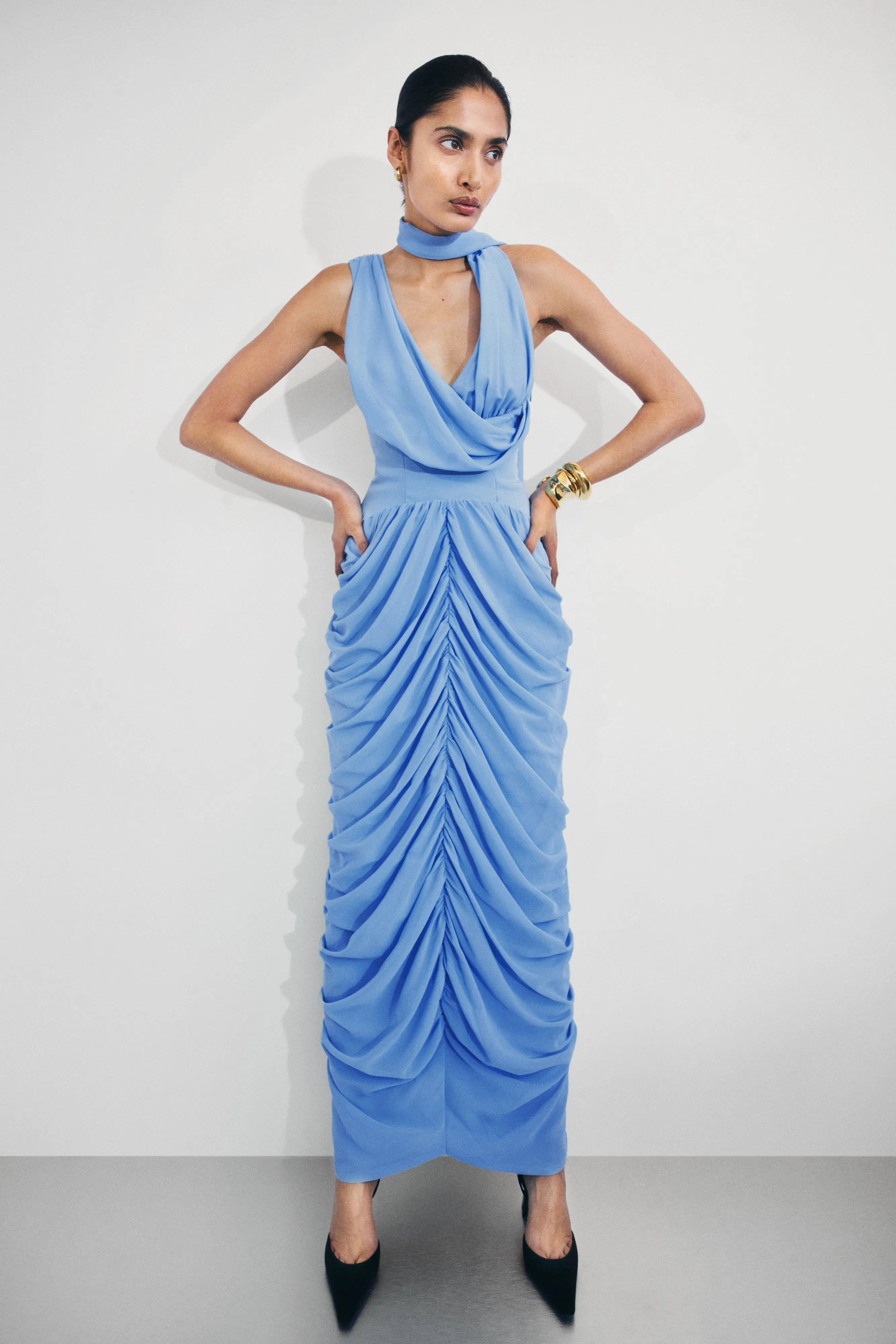 Alex Chiffon Maxi Dress - Blue PlushLining