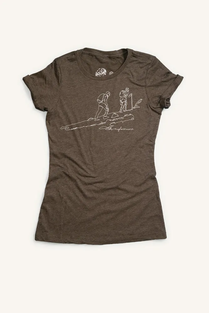 One Line Hikers Explore More T-shirt (Womens) Comfy Design