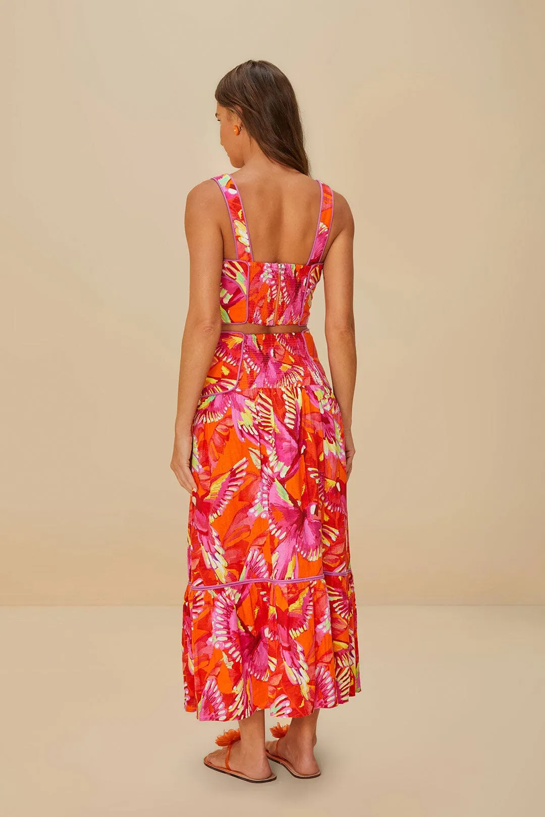 Satin feel Daily Favorite Orange Flying Birds LENZING? ECOVERO? Euroflax? Skirt