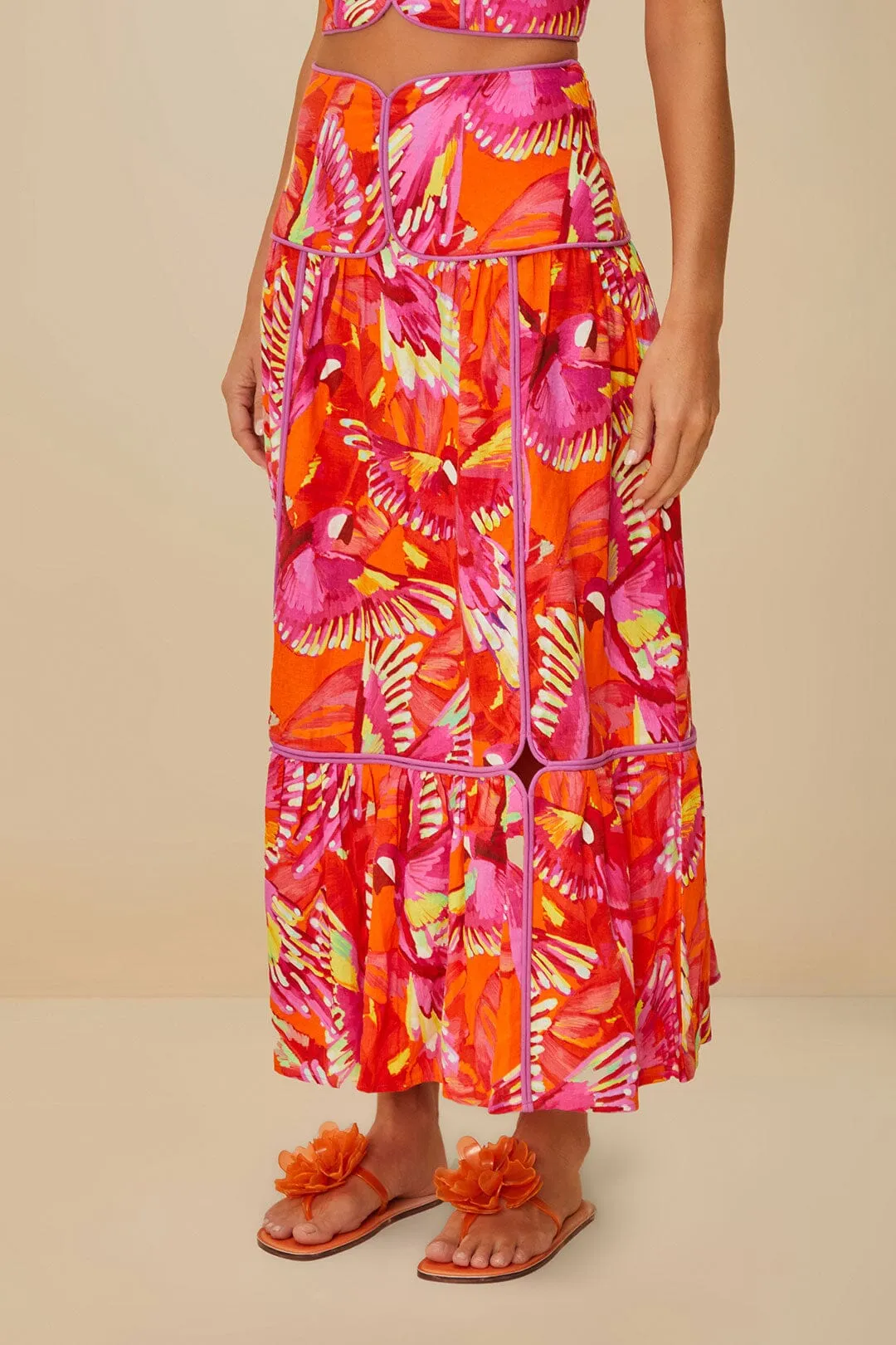 Orange Flying Birds LENZING? ECOVERO? Euroflax? Skirt Machine wash safe