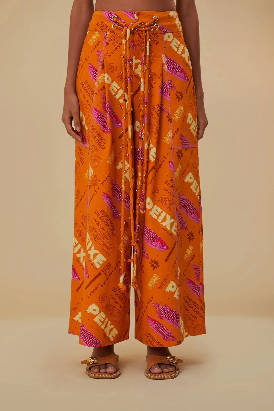 Chilly Weather Wear Perfect Length Orange Fresh Fish Cargo Pants