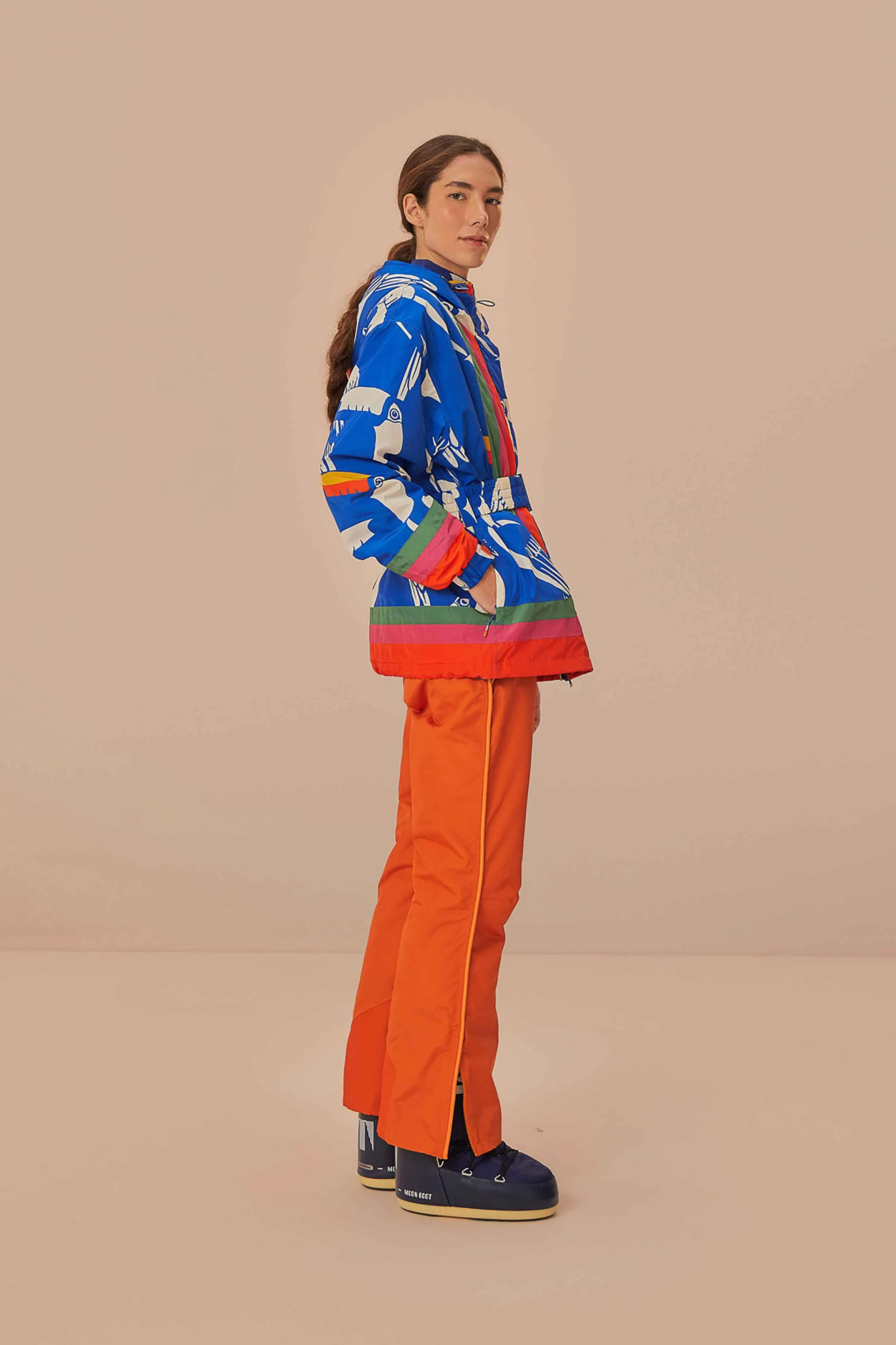 Orange Ski Pants Hygienic Coating