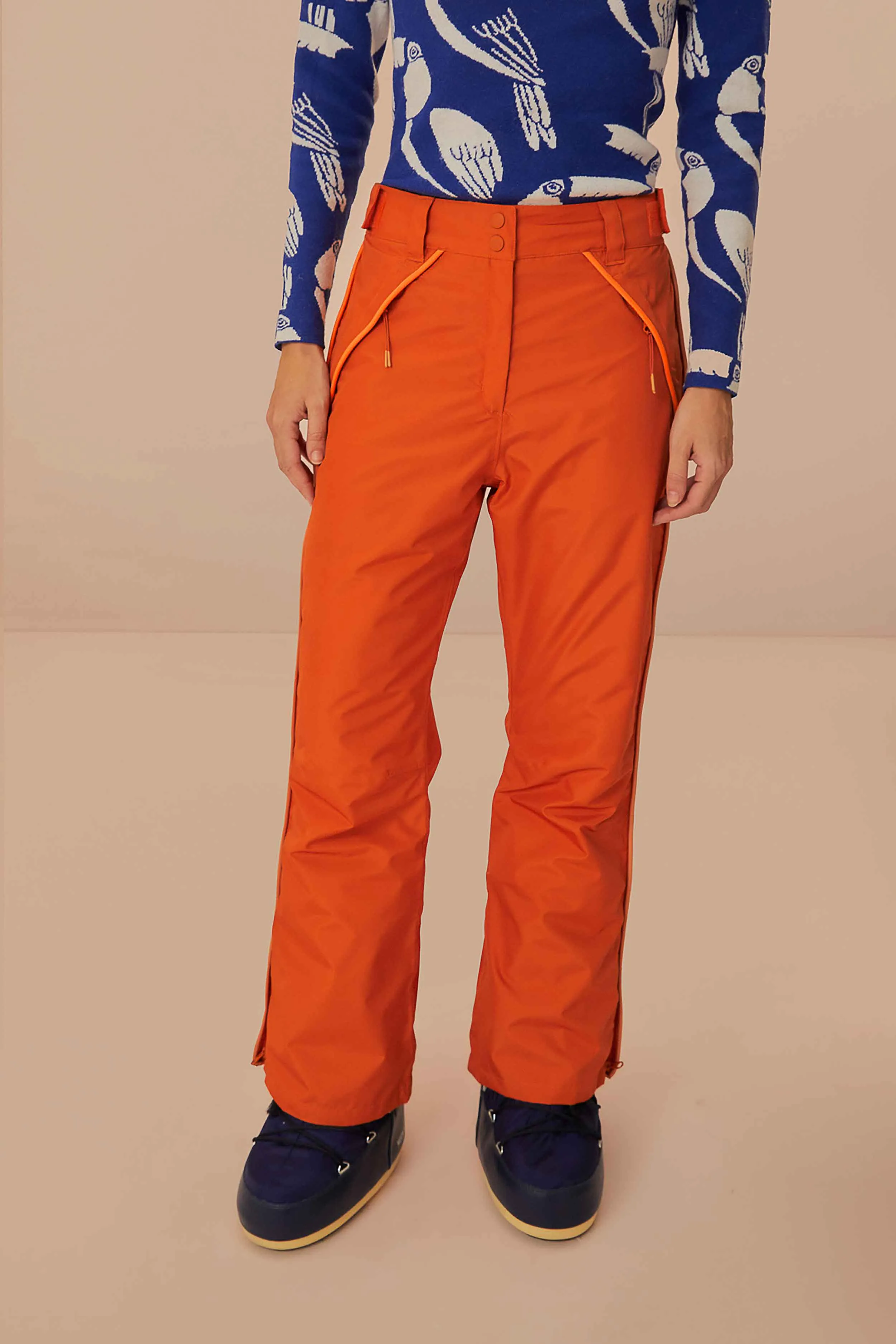 Orange Ski Pants Warm Layer