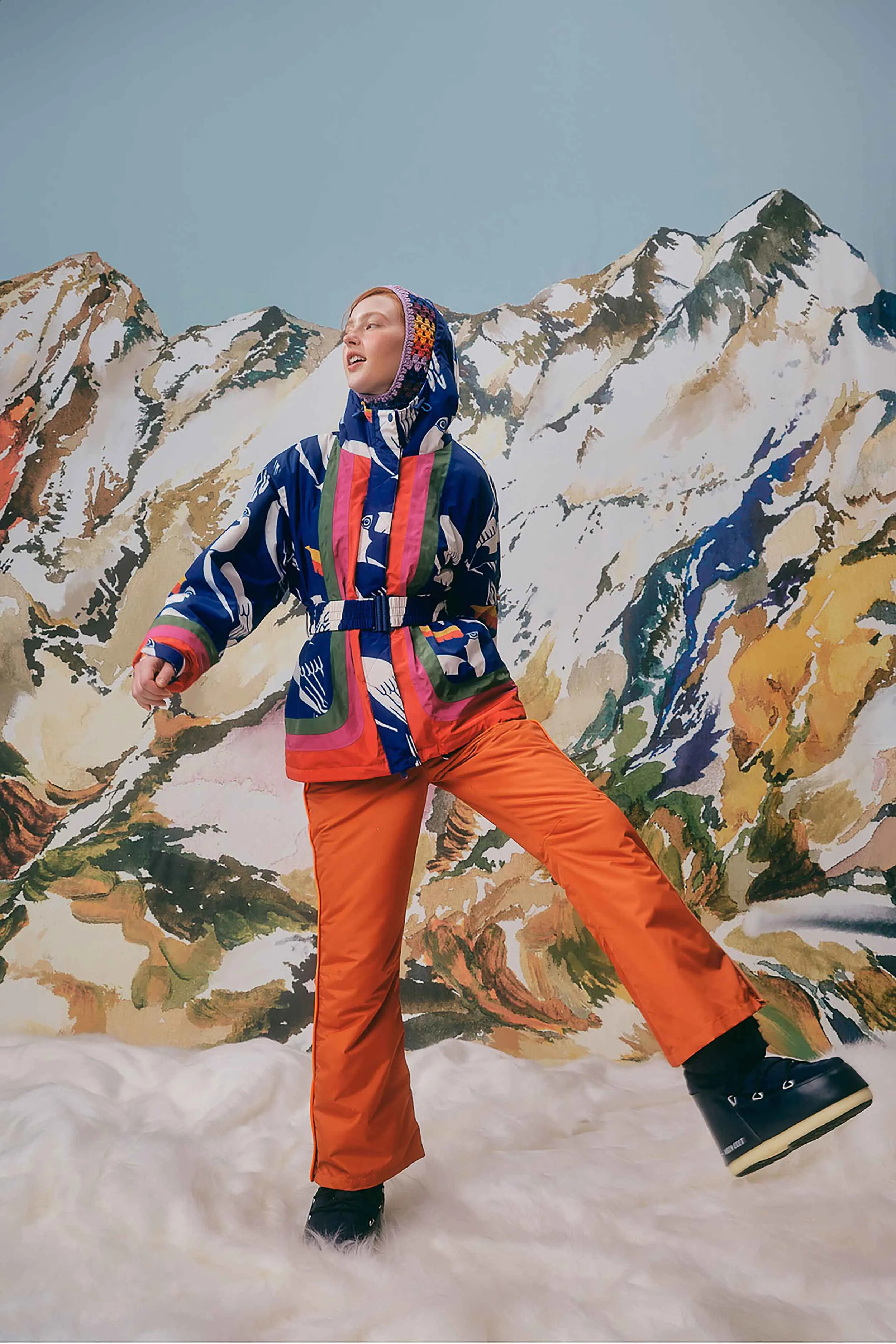 Orange Ski Pants Wrinkle Resistant Finish