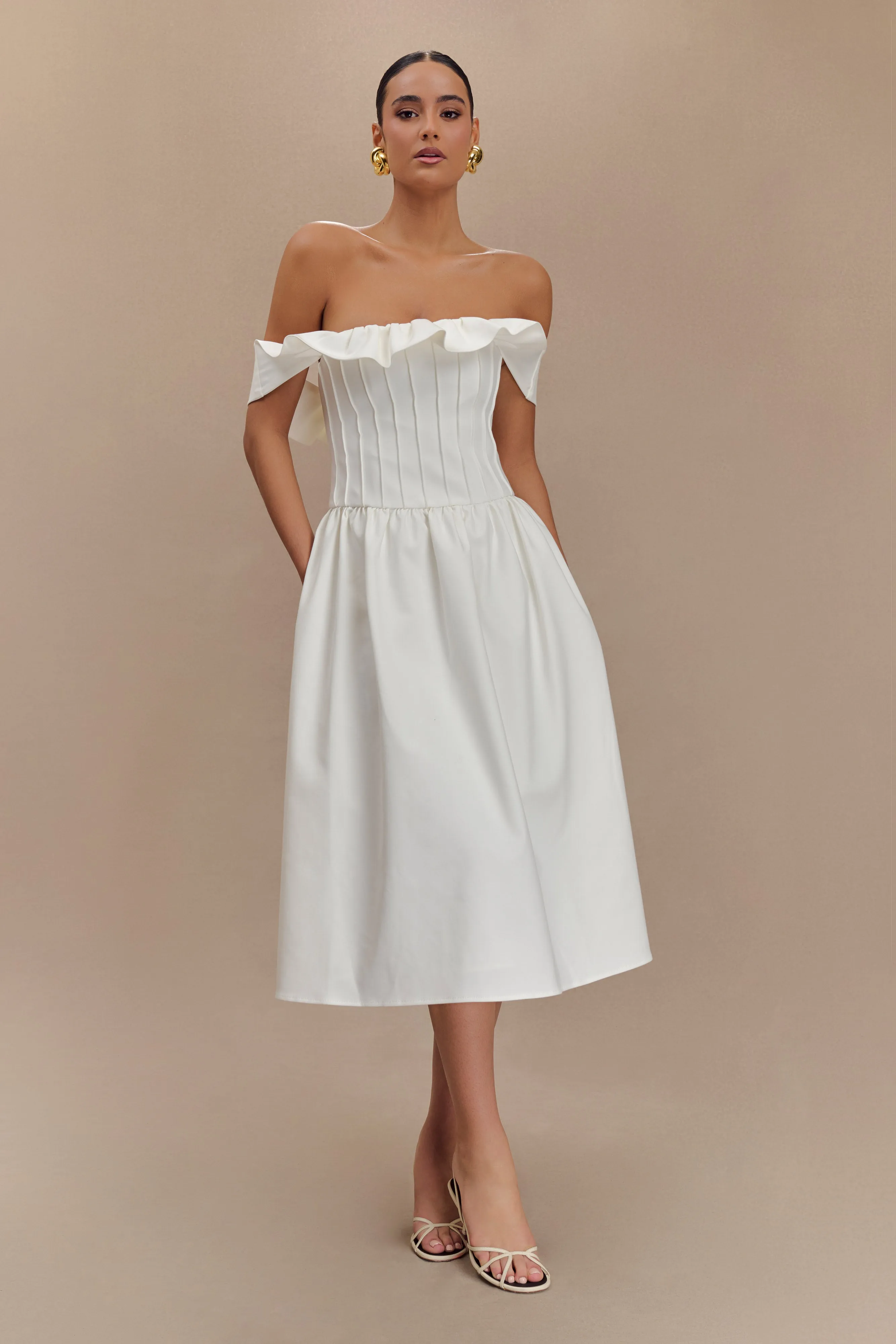 Fashion Daily Orla Strapless Cotton Midi Dress - White
