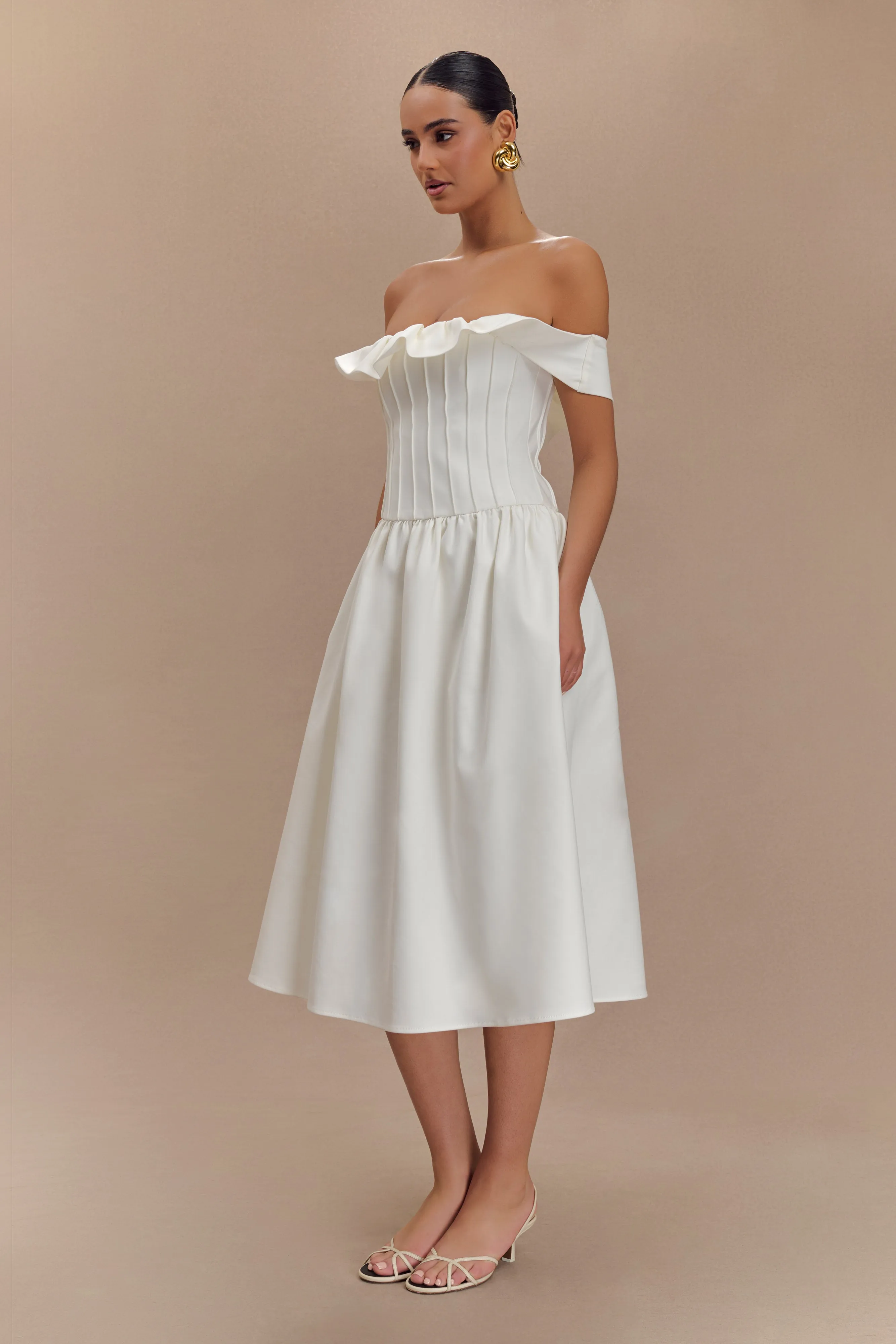 Orla Strapless Cotton Midi Dress - White Urban Chic Soft Lines