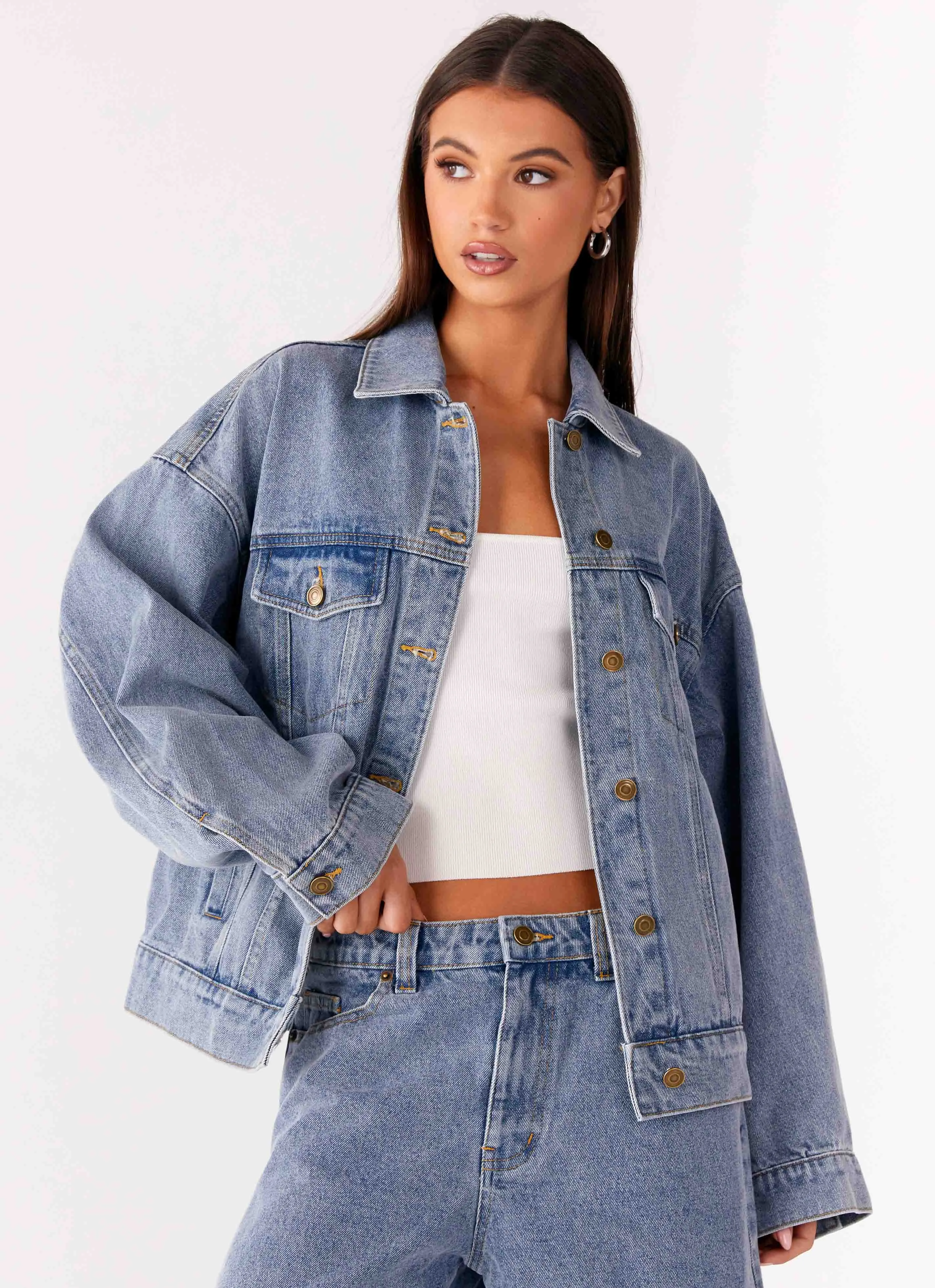 Winter Fashion Orleans Oversized Denim Jacket - Blue