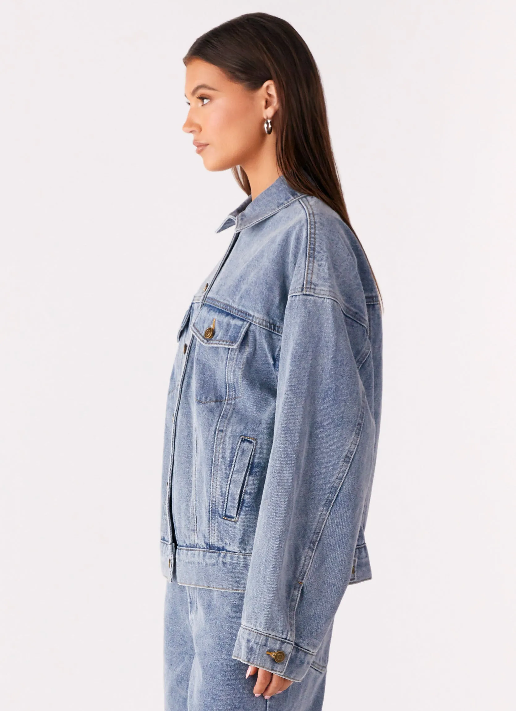 Orleans Oversized Denim Jacket - Blue Eco Friendly Coating