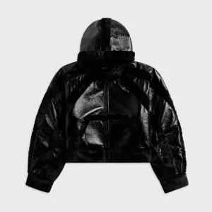 AntiStaticFinish Reinforced Zippers Ottolinger Multiline Shearling Fitted Jacket - Black