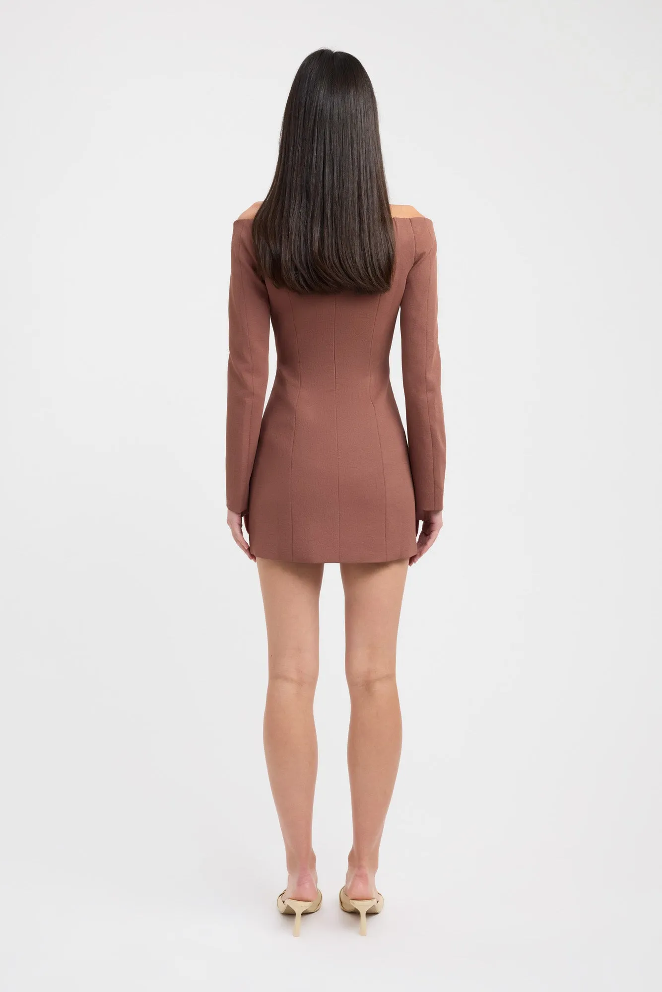 Sleek and Flattering Oyster Long Sleeve Mini Dress
