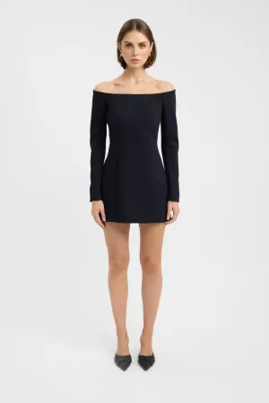 Flattering Waist Design Oyster Long Sleeve Mini Dress
